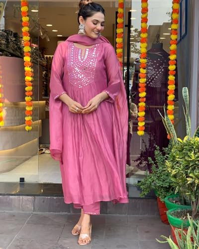 Image of KERI PERRY Dress for Women | Kurti Set for Women's | Anarkali Fit & Flared Kurtas for Woman | Cotton Kurtis for Woman's | Kurta with Palazzo & Dupatta | Ethnic Salwar Suits Sets Dress