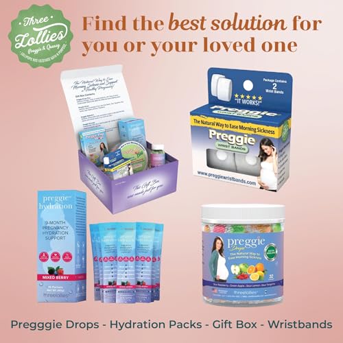 Image of Three Lollies Preggie Drops Pregnancy Nausea Relief Drops with Essential Oils, Morning Sickness and Queasy Stomach Support for Pregnant Women, Sour Tangerine, 100 Count
