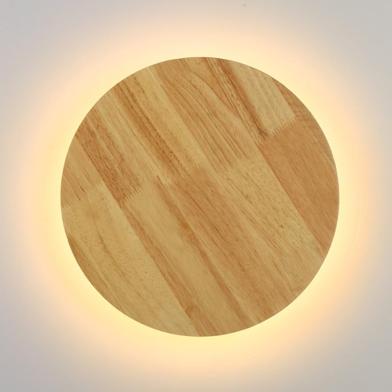 B·LED BARCELONA LED - Circular wall light wood "Lune" Ø30cm LED 2...