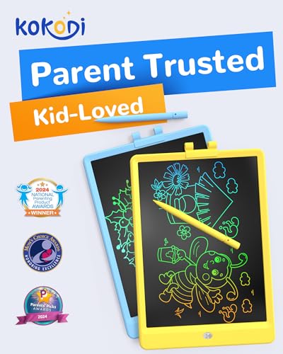 Image of KOKODI LCD Writing Tablet, 10 Inch Colorful Doodle Board Drawing Tablet, Erasable Reusable Electronic Drawing Pads, Educational and Learning Toy for 3-6 Years Old Boy and Girls