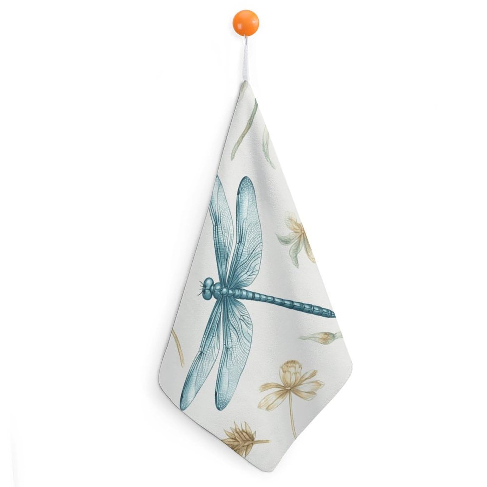 VstaDank Dragonfly Hand Towel Skin Friendly Face Towel Machine Washable Washcloth Reusable Makeup Remover Cloth Soft Feel Fingertip Towels Multi-Purpose Wash Cloth for Bathroom