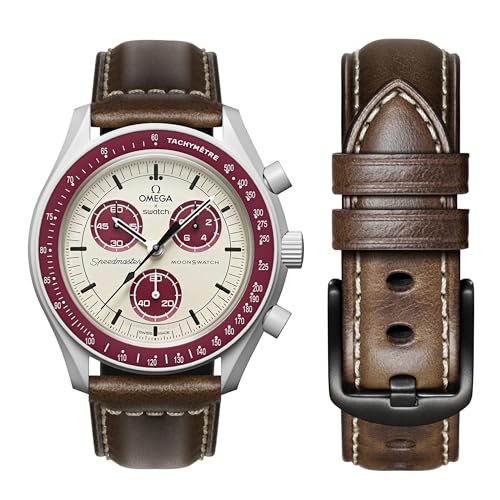 Correa de Cuero Omega Swatch Moonwatch, Compatible con Omega X Swatch 20mm, Repuesto para Hombres y Mujeres