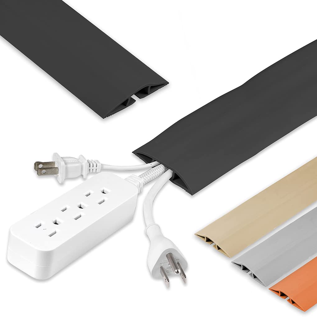 Goodern 10ft Floor Cord Cover,Wire Covers for Cords,Cord Hider,Floor Cable Protector,Extension Cord Cover,Protect Wires & Prevent Cable Trips,Cable Management Solution,2.5 x 3M-Black