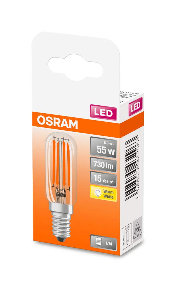 OSRAM LED SPECIAL T26 Lote de 10 x Bombilla LED E14, 6,50W , 55W equivalente a, 2700 K , Blanco cálido
