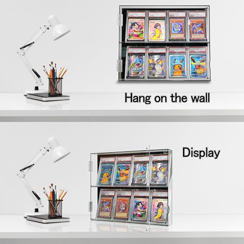 YYDS Acrylic Baseball Card Display Case, Clear View, Display for 8 Graded Cards, Wall Mount with UV Protection, Trading Card Display with Magnetic Door for Sports Cards, TCG, PTCG, and PSA, CGC, MTG