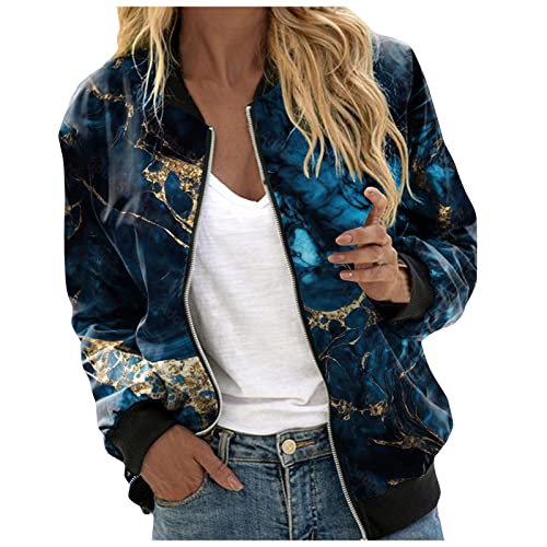 Dünne Jacke Damen Sommer, Blouson Damen Sommer Grün Mit Blumen Blau...