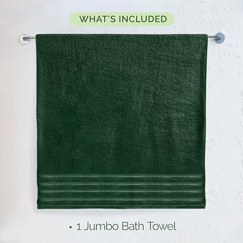Image of Elegant Comfort 100% Turkish Cotton 4 Lines Viscose Stripe Jumbo Bath Towel - Hotel Spa Quality Extra Large 35 x 70 Inch Bath Towel Ultra Soft, Super Absorbent Quick Dry Large Bath Towel, Hunter Green