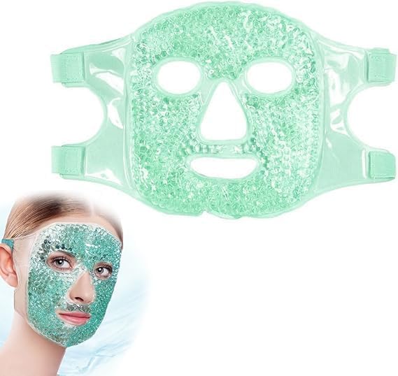 C2SK Ice Face Mask with Gel Beads | Cold & Hot Compress Pack for Puffy Eyes, Dark Circles, Headache Relief, Relaxation & Skin Care | Reusable Face SPA Mask 4