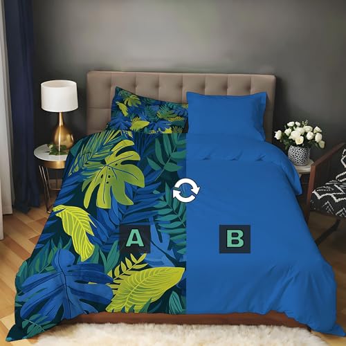 Housse de couette 3D imprimé feuilles avec fermeture éclair pratique - 5