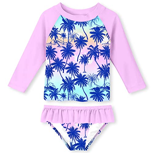 Image of UNIFACO Toddler Girls Swimsuit Rashguard Set Summer Beach Breathable Tankini with UPF 50+ Sun Protection 2-8T