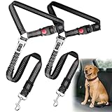 2-Pack Dog Car Seat Belt, 3-in-1 Headrest-Mounted Dog Seatbelt for Car, Adjustable Nylon Pet Safety Leash with Elastic Buffer & Reflective Stitching, Durable Car Harness for Dogs Fits Most Vehicles