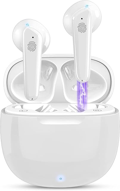 aiskding Wireless Earbuds, Wireless Headphones Bluetooth 5.3 Stereo Sound Built-in 4 HD Mic, 40H Playtime ENC Noise Cancelling in Ear Headphones, Touch Control IP7 Waterproof USB-C Charge Earphones
