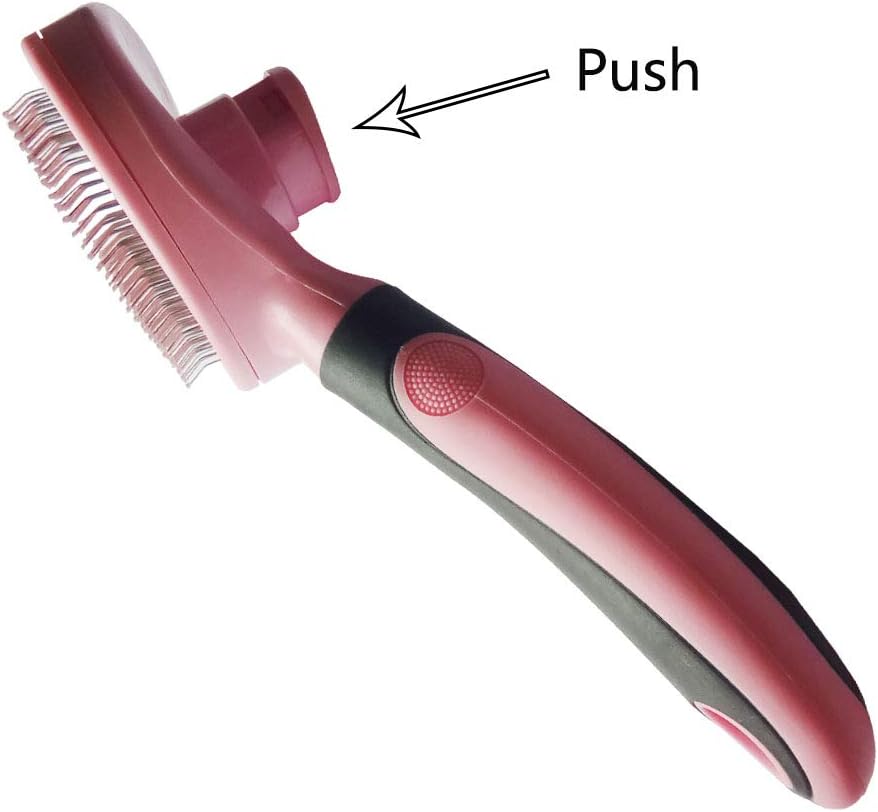 Cat Brush,Quick Self Cleaning Pro Quality Grooming Comb,Gently Removes Loose Undercoat,Eliminates Mats,Tangles Shedding,Hairballs