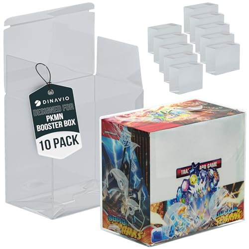 Dinavio Crafthouse Plastic PKMN Booster Box Protector 10 Pack - Booster Box Case Display Protectors - Compatible with English PKMN Booster Boxes - 0.5mm Thick (Pack of 10)