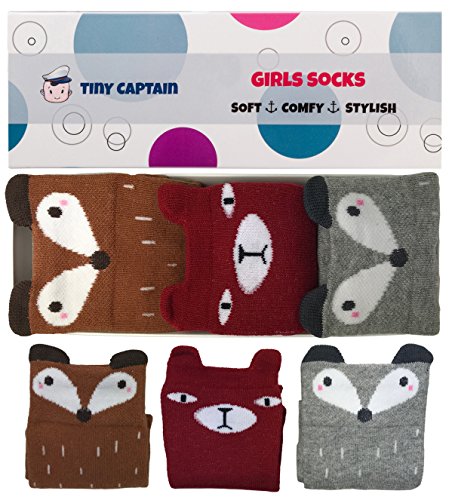 Tiny Captain Baby Girl Knee High Socks 8-24 Months Toddler Girls Long Non-Slip/Non-Skid (Red, Grey, Brown, Small) #TOP4