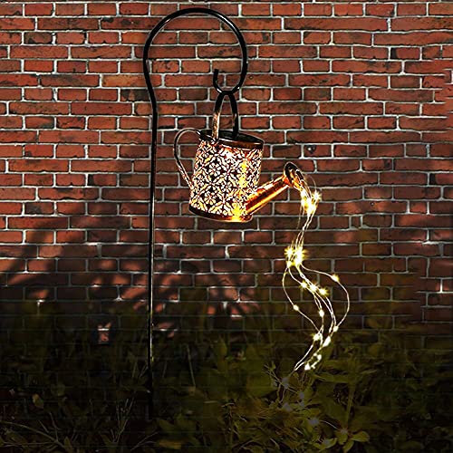 PoCare Solar Shower Garden Lights, Outdoor Solar Watering Can Light Decoration, Solar Kettle Shower Light Waterproof Art Light for Garden Decor Pathway Yard Lawn Patio (with Stand)