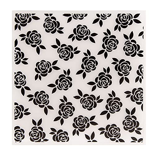 Arbuya Flowers Roses Background Plastic Embossing Folders for Card Making Scrapbooking or Paper Crafts,15x15cm (5.9 * 5.9inch)