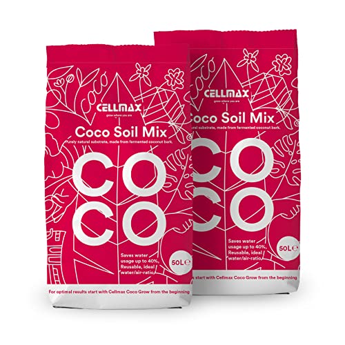 CELLMAX Coco Soil Mix | Professionelle kokoserde für die Kultivierung in Töpfen | Für alle Pflanzenarten | Torffrei | Optimale Kapillarwirkung | RHP-Gütezeichen | 100L Cover