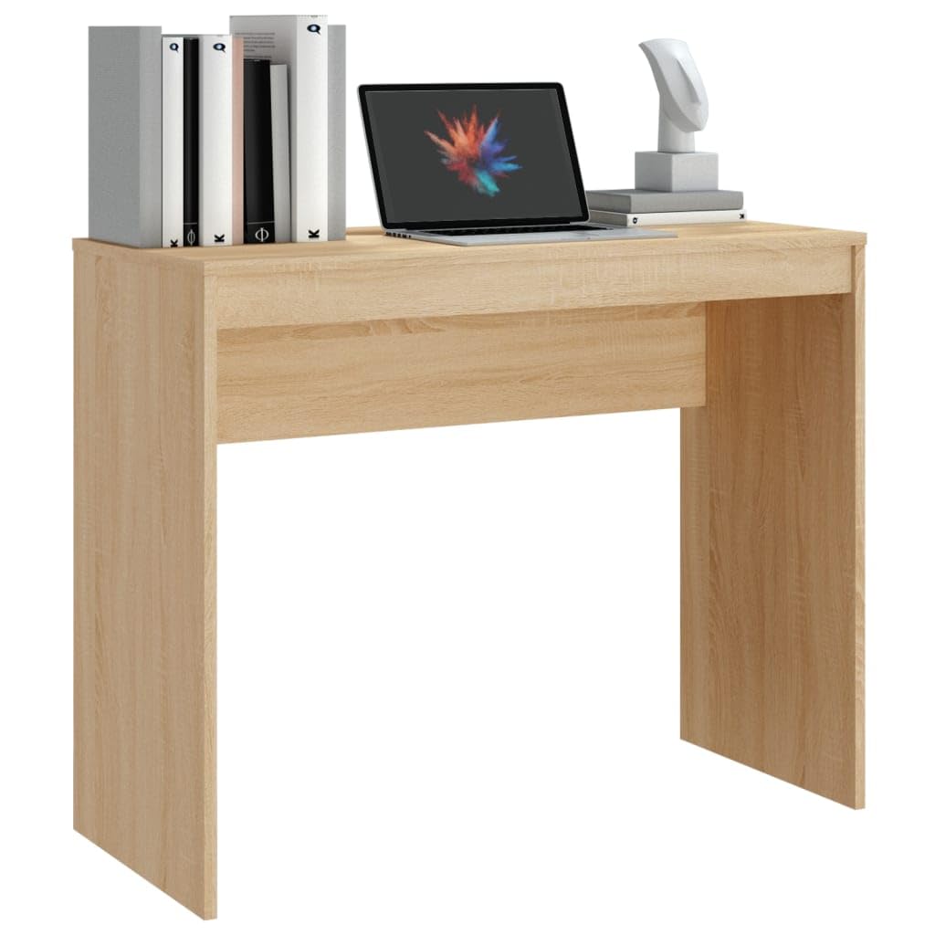 Scrivania in rovere Sonoma, 90 x 40 x 72 cm, compatta, salvaspazio, per ufficio, casa, studio, con ripiano, ergonomica, versatile, per PC, laptop, gaming