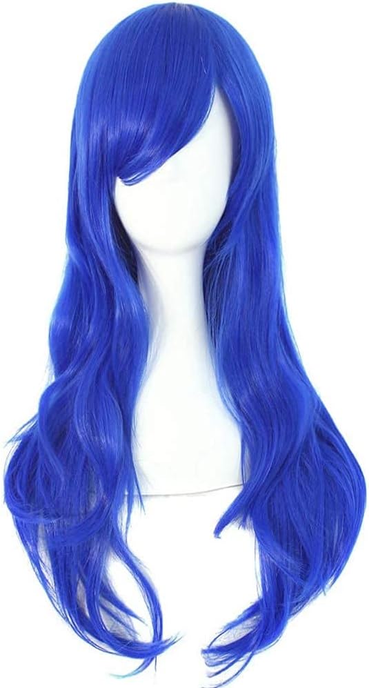 YEESHEDO Women's 28" 70 cm Cosplay Wig Long Wavy Curly Hair Ends with Bangs Wigs for Ladies Heat Resistant Synthetic Wig for Party Costume Anime Halloween (Indigo Blue) - Image 4