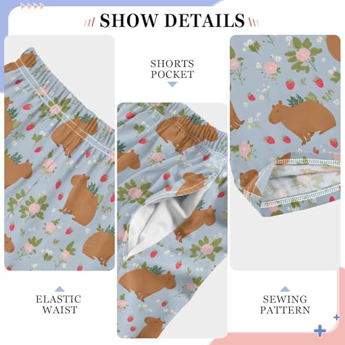 ALAZA Capybara Floral Strawberry Pajama Lounge Pants Long Sleep Pajama Bottoms with Pockets4