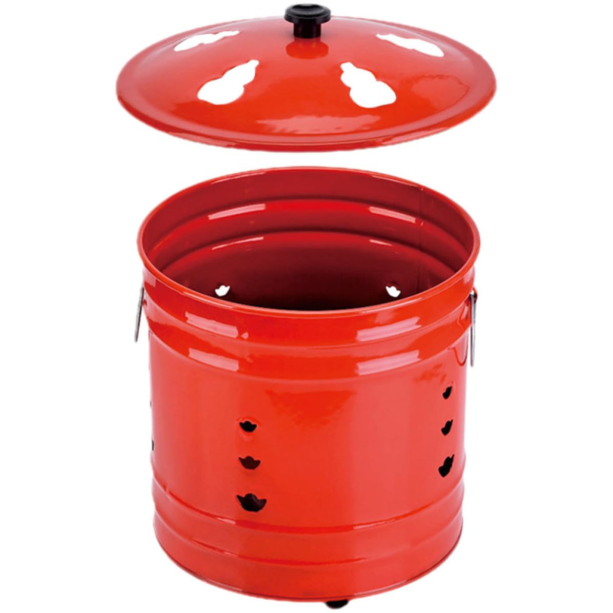 Incinerador al aire libre Cabilock elimina basura de jardín con este cubo de esmalte rojo