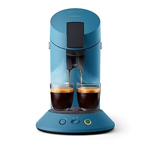 PHILIPS Senseo Original Plus cafetera de monodosis, Selección de Intensidad del Café, Tecnología Coffee Boost, Plástico Reciclado, Azul Pavone (CSA210/00)
