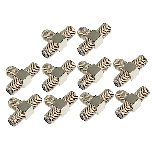 DOITOOL 10pcs Way Type Coax Cable Splitter Adapter for Tv Antenna Easy to Install Female to Female Connectors High Shielding Structure for Modems and Multiple Tvs