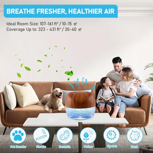 Image of Purifier Air Washer, Air Fresher Aroma Diffuser Odor for Smokers, Dust, Mold, Home and Pets, Air Cleaner with Night Light, Super Quiet and Safety (DarkYellow)
