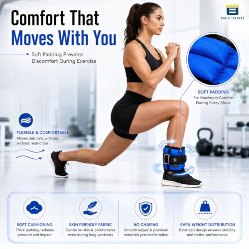 Image of Btag Solid Neoprene Ankle & Wrist Weights (0.25 kg x 2 Pcs) | Adjustable Strap | Unisex Leg & Arm Weight Cuffs for Gym, Workout & Training (Blue)