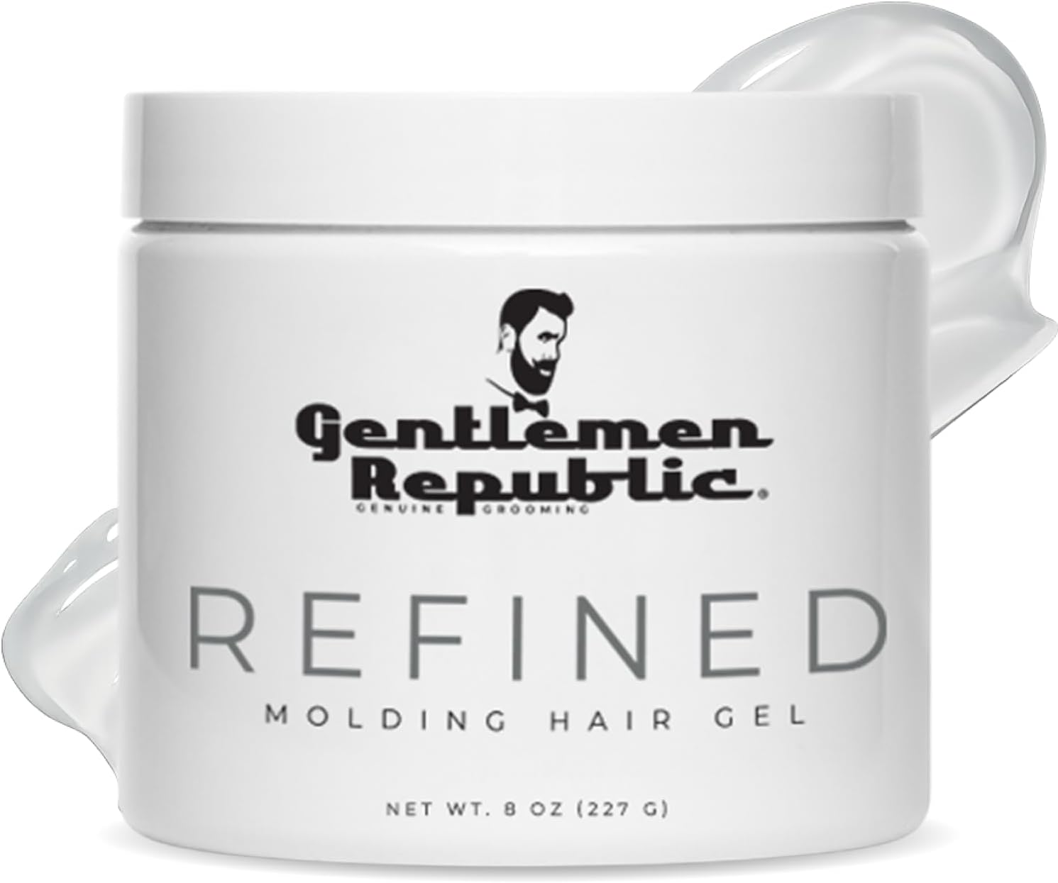 8oz Refined Hair Gel - Professional Formula for 24 Hour Shine and Hold, Humidity Resistant, 100% Alcohol-Free and Never Flakes, Made in the USA
