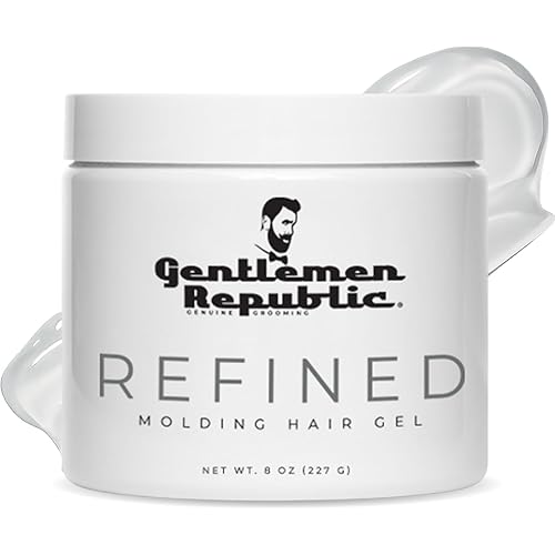 Gentlemen Republic 8oz Refined Hair Gel - Professional Formula for 24 Hour Shine and Hold, Humidity Resistant, 100% Alcohol-Free and Never Flakes, Made in the USA