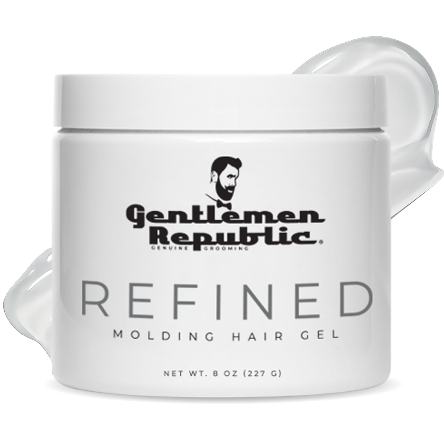 Gentlemen Republic 8oz Refined Hair Gel - Professional Formula for 24 Hour Shine and Hold, Humidity Resistant, 100% Alcohol-Free and Never Flakes, Made in the USA
