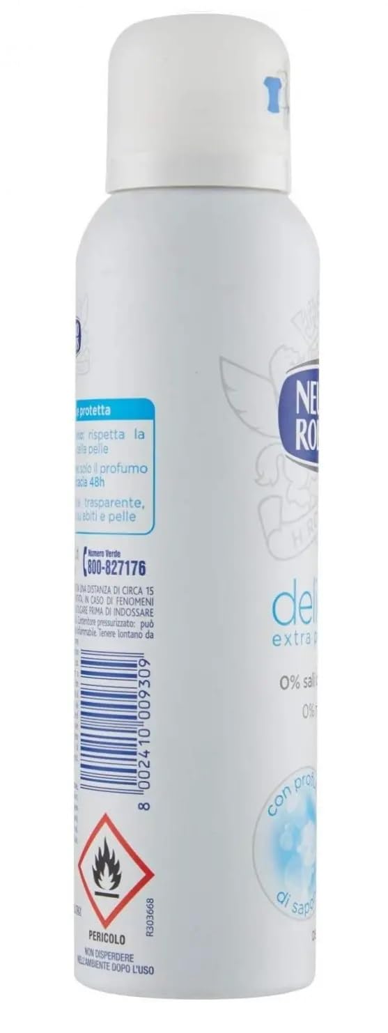 Neutro Roberts - Desodorante en spray Delicato (12 unidades, 150 ml, incluye llavero Beni Culinari gratuito)