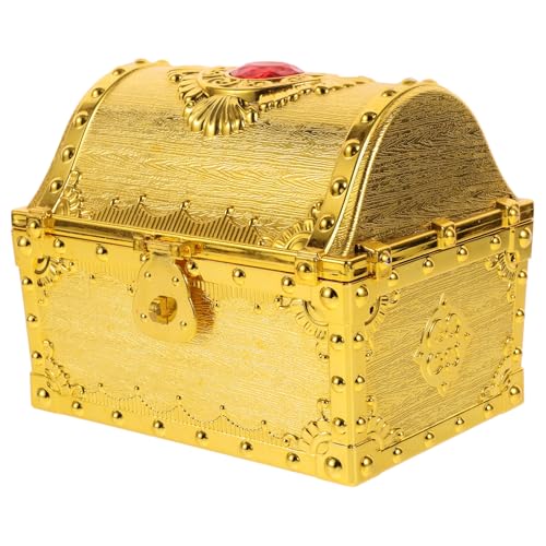Cofre del tesoro pirata infantil grande Mikikit de juguete retro dorado