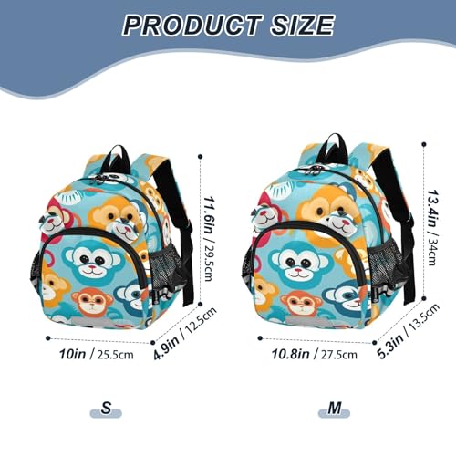 Kid's Backpack for Boys & Girls Toddler Bag Colorful Monkey Backpack with Safety Leash2