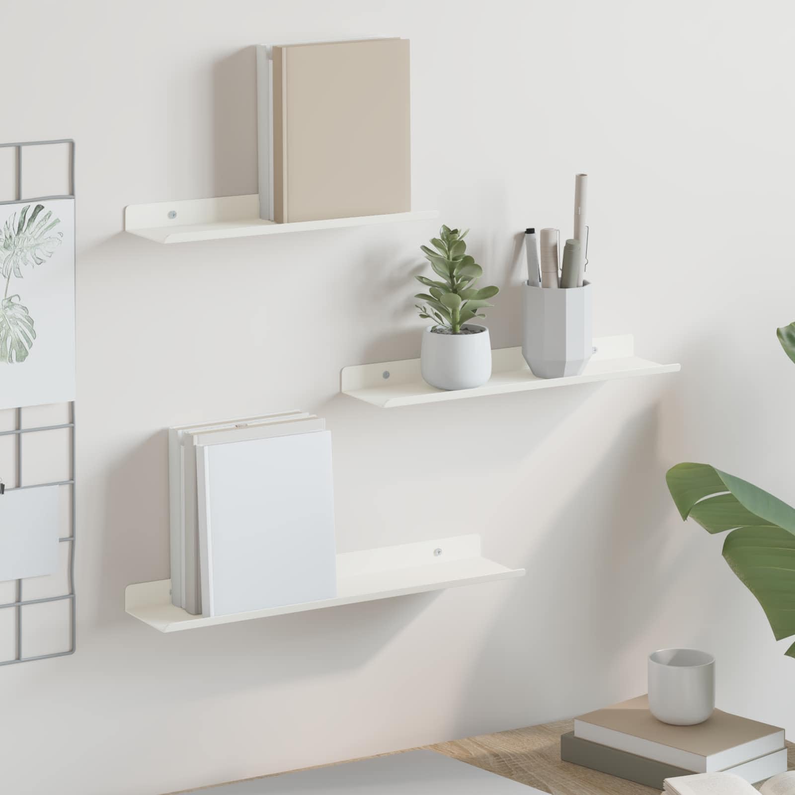 vidaXL Étagère Flottante 3 pc Blanc 40 x 9 x 2,5 cm Acier