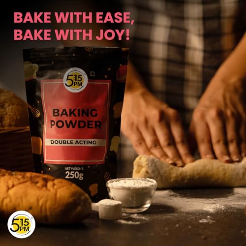 Image of 5:15PM Baking Powder 250g | Double Acting Baking Powder | All Purpose Leaving Agent | Gluten Free Baking Powder for Cooking & Baking Cake, Breads, Muffins, Pizza - 250 grams (Pack of 2)