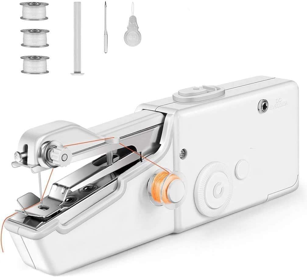 PettaAiu Handheld Sewing Machine, Mini Cordless Portable Electric Sewing Machine Quick Stitch Tool for Fabric, Clothing, or Kids Cloth Home Travel Use