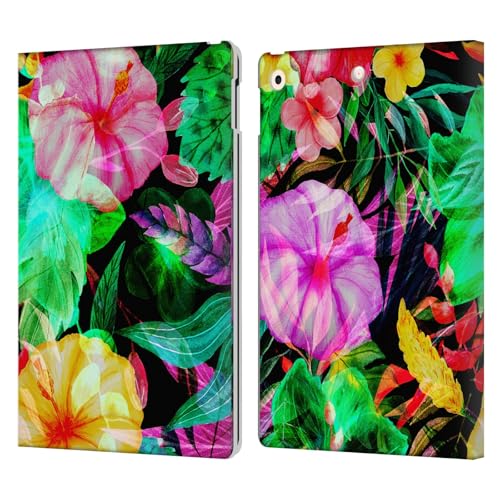 Housse iPad 10.2 fleurs en cuir avec support portefeuille