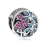 ARTCHARM Flamingo Palm Charm 925 Sterling Silver Bead Fit DIY Charms Bracelets