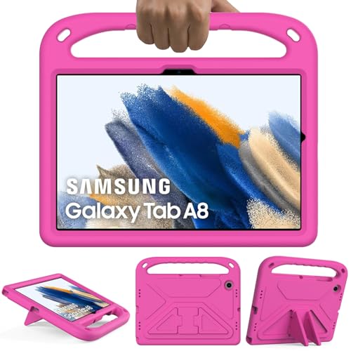 GOZOPO Etui dziecięce do Samsung Galaxy Tab A8 10,5 cala (SM-X200/X205) 2021 - lekkie i odporne na wstrząsy etui z funkcją stojaka (różowe)
