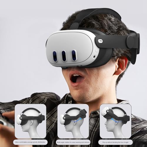 ALINUOYQ Adjustable VR Head Band for Meta Quest 3 Improve Comfort VR Replacement Elite Head Strap En