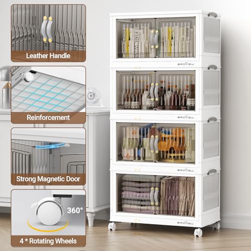 Image of BROVIEW 240Qt Stackable Storage Bins with Lid for Home Dorm, 4Pack White
