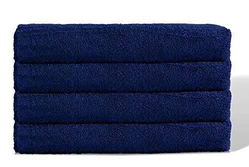 Puffy Cotton Large Bath Towel - 4 Pack Set - Oversize Bath Sheet (Hotel, Spa, Bath) Super Soft and Absorbent (Navy Blue)