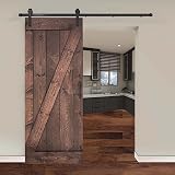 Newhome 38in x 84in Paneled Wood Barn Door with Installation Hardware Kit,DIY Unfinished Solid Pine
