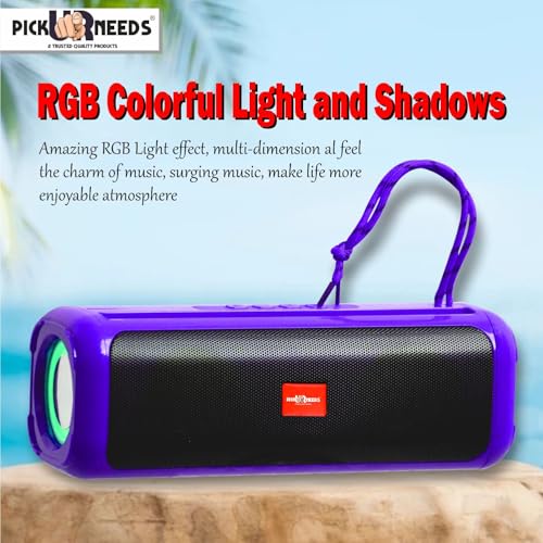 Image of Pick Ur Needs Rechargeable Wireless Bluetooth Speaker Support TF Card /USB Device RGB Disco Light 2 Side Loud Speaker with Extra Bass (Blue)