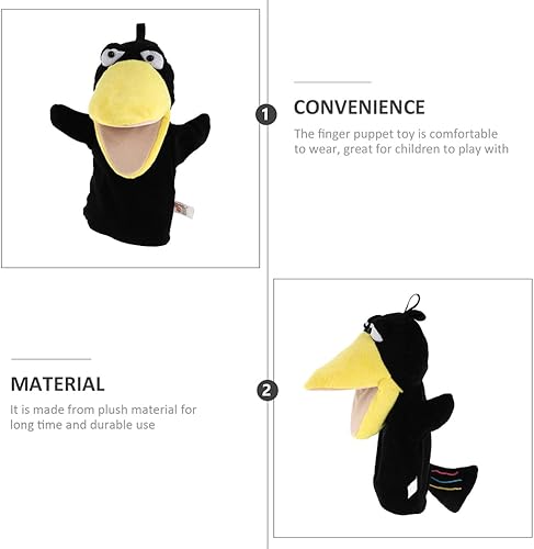 Miniatura 6 de LOGOFUN 2 piezas de marioneta de mano de cuervo de peluche, marioneta de mano de cuervo, divertido animal interactivo, juguetes de fiesta para niños