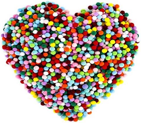 MaoXinTek Pom Poms Ball Craft Making, Elastic Mini Pompoms Decorations Balls for Hobby Supplies 1cm/0.4 inch Assorted Colored for Children DIY Creative Crafts (2000 Pieces)