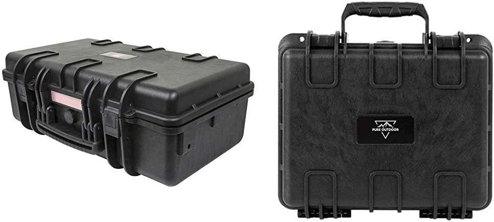 Monoprice Weatherproof/Shockproof Hard Case - Black IP67 Level Water Protection, 22" x 14" x 8" & Weatherproof/Shockproof Hard Case - Black IP67 Level dust and Water Protection, 13" x 12" x 6"